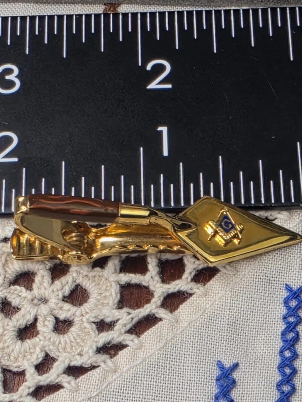 Vintage Masonic Tie Clip with Square & Compass Emblem Gold Plated